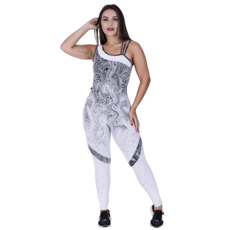 Macacão Fitness Feminino Degrade Recortes Um Ombro