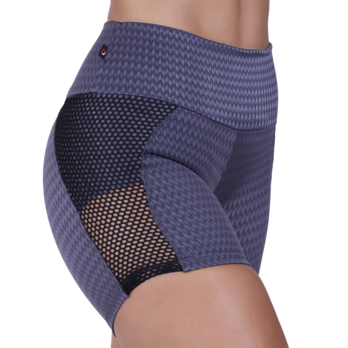 Short Meia Coxa Fitness Feminino Detalhe Tela Cirrê Textura Orbis