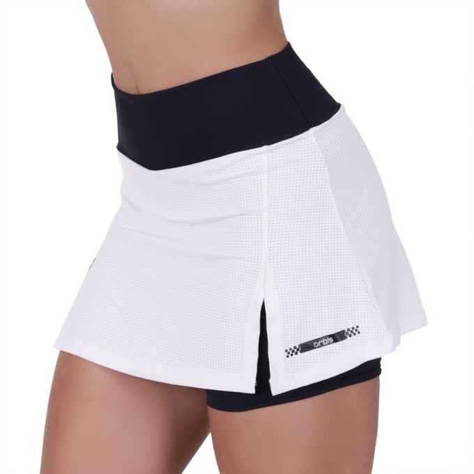 Short saia curto fitness dry com short interno poliamida