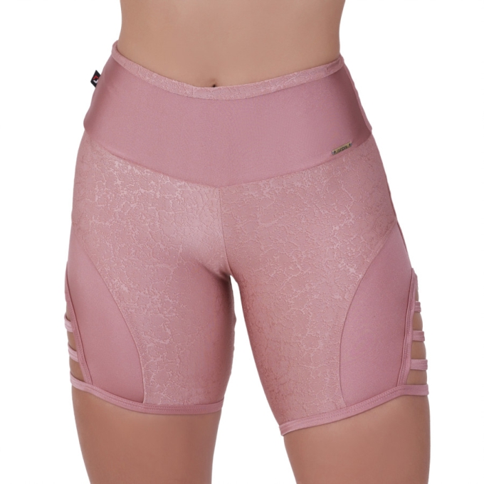 Bermuda Fitness Cirrê Liso e Relevo Detalhes Tiras Late