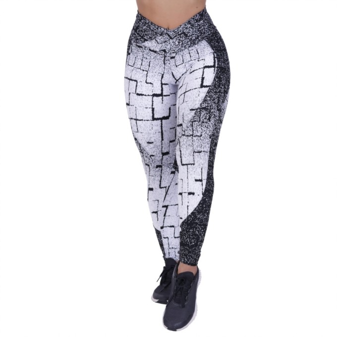 Legging Fitness Feminina Recortes Degrade Cós Transpassado