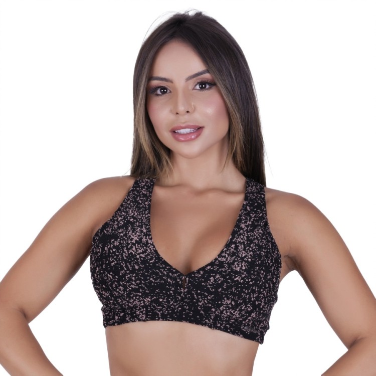 Top fitness alças largas cruzado costas degrade poliamida