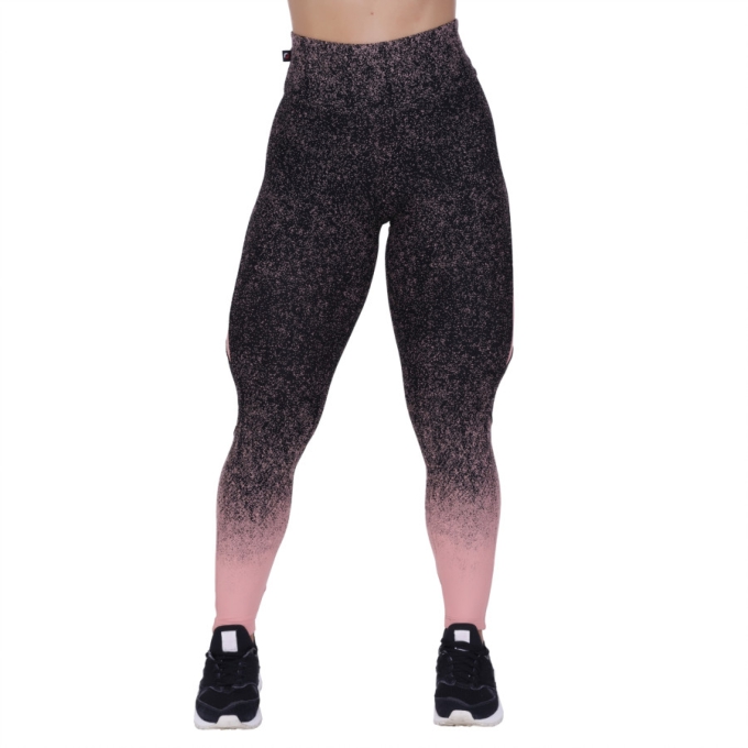 Legging Academia Degrade Recortes Cós Alto Poliamida Or