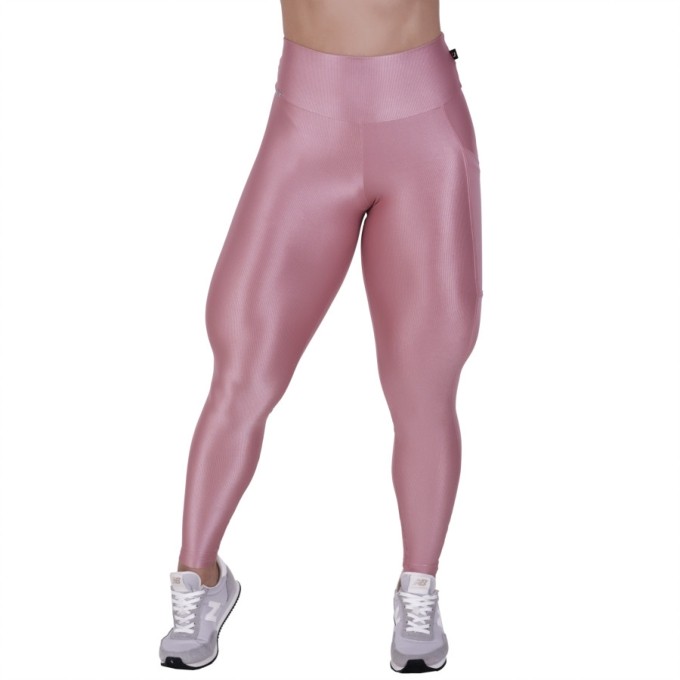 Legging Fitness Recorte Lateral Bolso Efeito Laminado Or