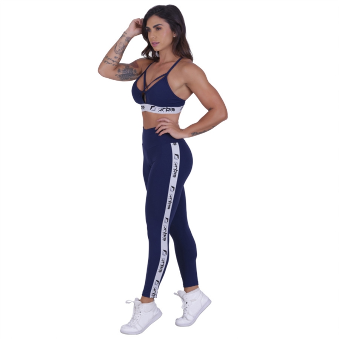 Calça Legging Feminina Supplex Poliamida Detalhe Lateral