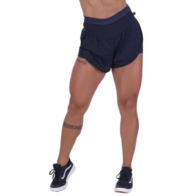 Short Curto Feminino Soltinho Com Short Interno Dry Poliamida