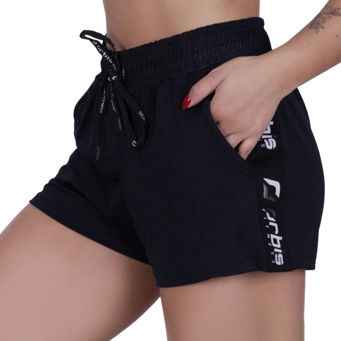 Short Feminino corrida dry com bolso e short interno poliamida