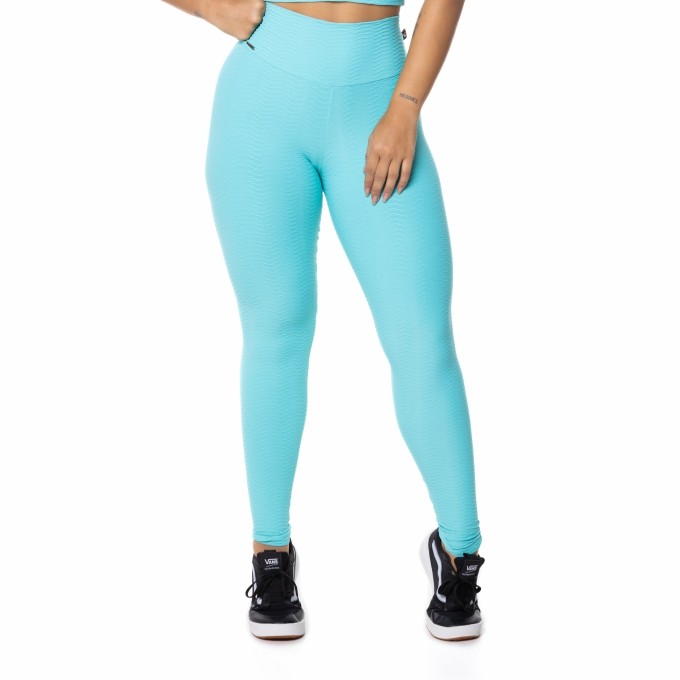 Calça Legging Poliamida com textura relevo cintura alta