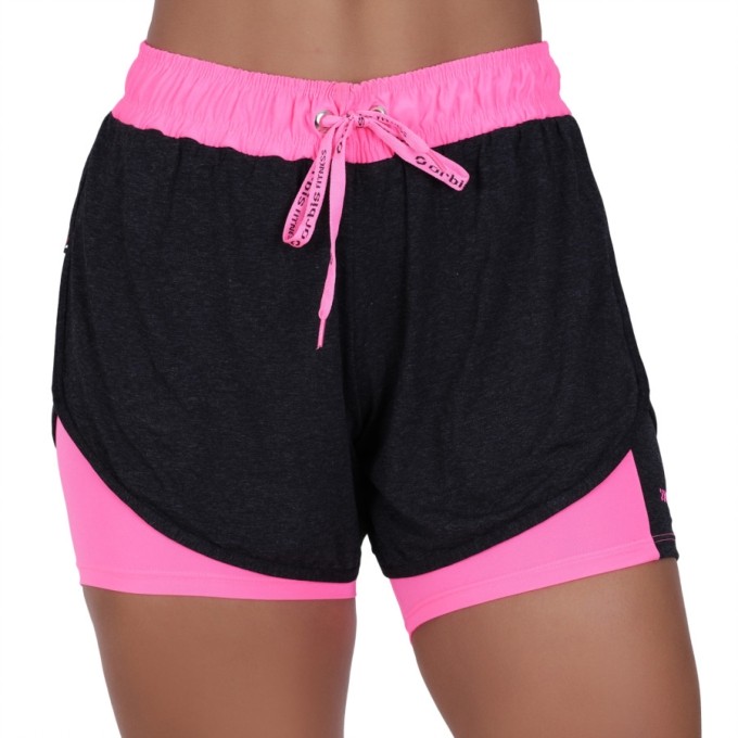 Short de Corrida Short Interno Com Bolso Cadarço Orbis