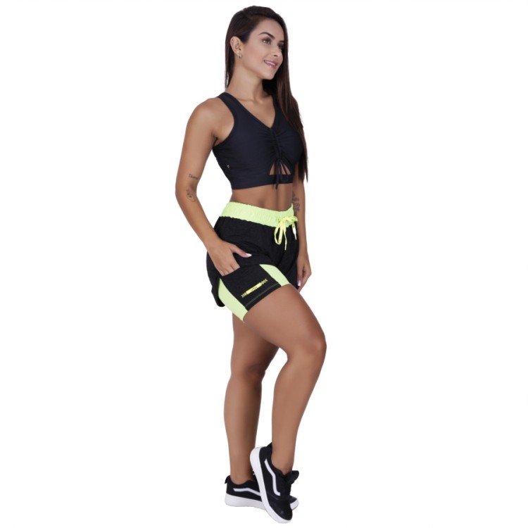 Conjunto Fitness Short soltinho short interno + Cropped