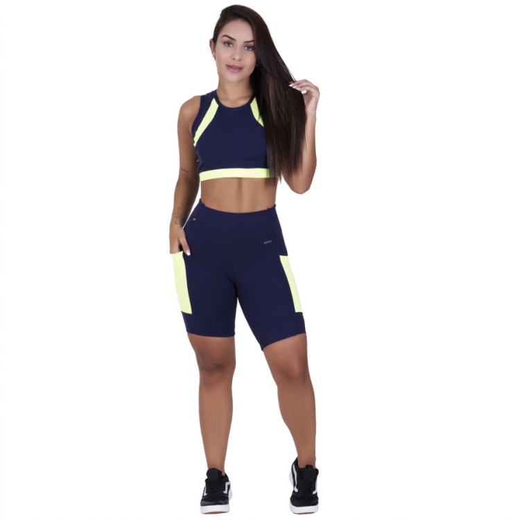 BERMUDA FITNESS BOLSO CINTURA ALTA CICLISTA ALTA COMPRESSÃO ORBI