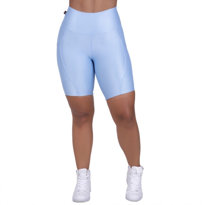 BERMUDA FITNESS RECORTES BOLSO CÓS ALTO POLIAMIDA BRILH